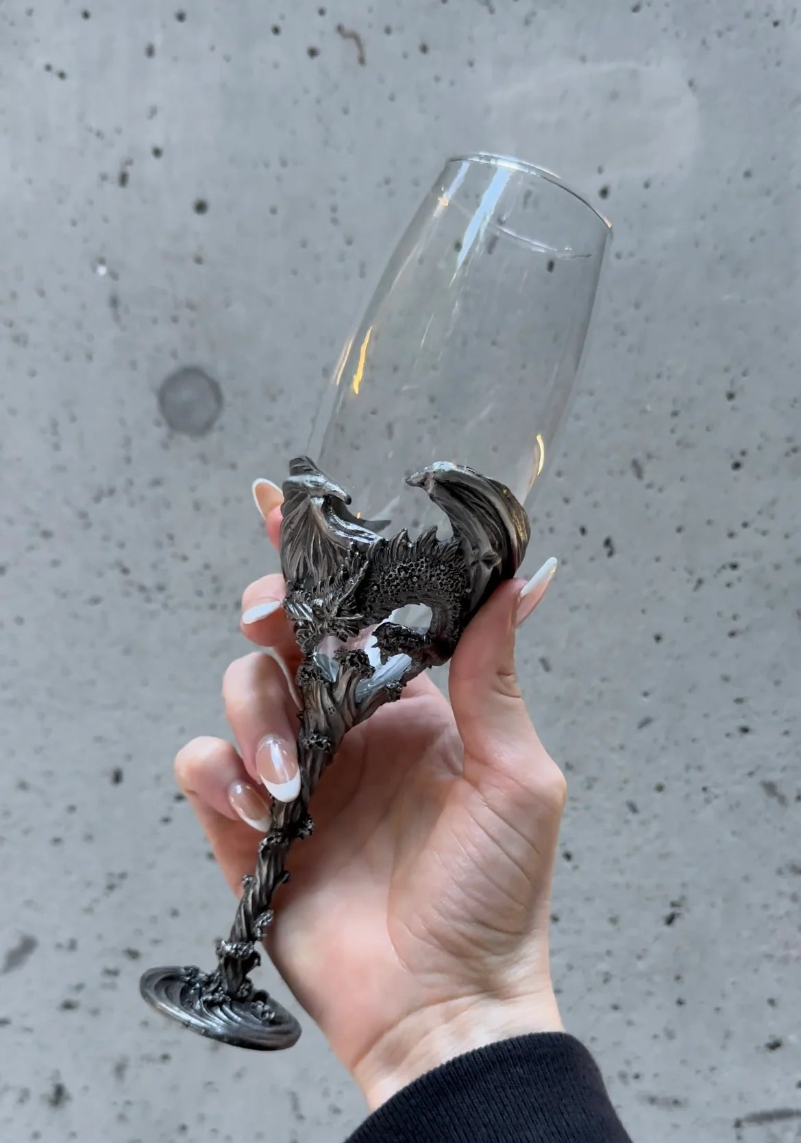 Silver Dragon Champagne Glass